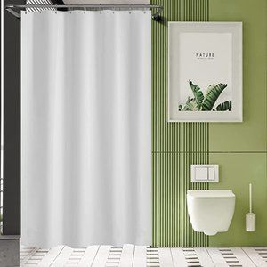 AMAZERBATH White Shower Curtain Liner, 54x78 Weighted Plastic PEVA EVA 9 Holes